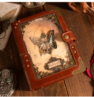 Butterfly Vintage Punk Embossed Magic Notebook Diary A6 Binder Notebook