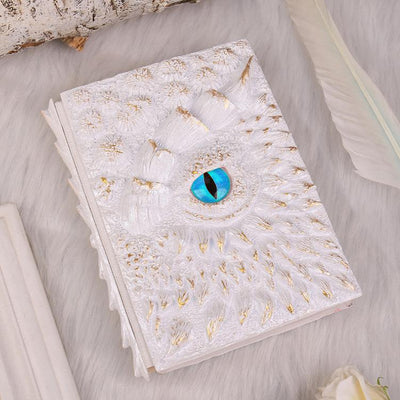 White 3D Handmade Dragon Eye Notebook with Replacement Pack Retro Dragon Eye Notebook Diary Crafts Handmade 3D Relief Dragon Diary High Quality Resin Crafts Desktop Decoration Gift