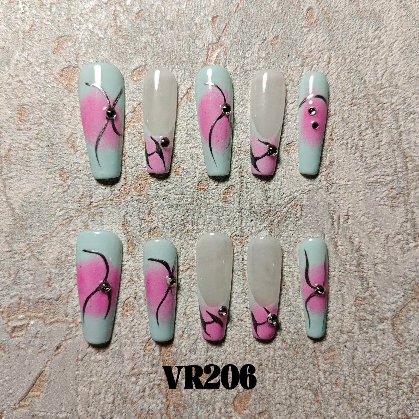 Link 3 (VR201-VR225) Handmade original cool press-on nails