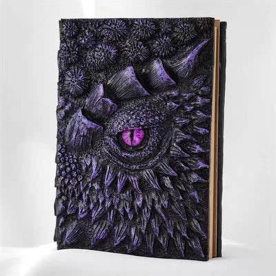 Purple 3D Handmade Dragon Eye Notebook with Replacement Pack Retro Dragon Eye Notebook Diary Crafts Handmade 3D Relief Dragon Diary High Quality Resin Crafts Desktop Decoration Gift