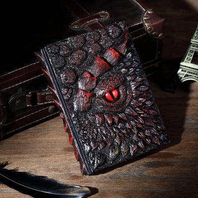 Cuaderno de ojo de dragón hecho a mano en 3D con paquete de repuesto Cuaderno de ojo de dragón retro Manualidades Diario de dragón en relieve 3D hecho a mano Artesanía de resina de alta calidad Regalo de decoración de escritorio