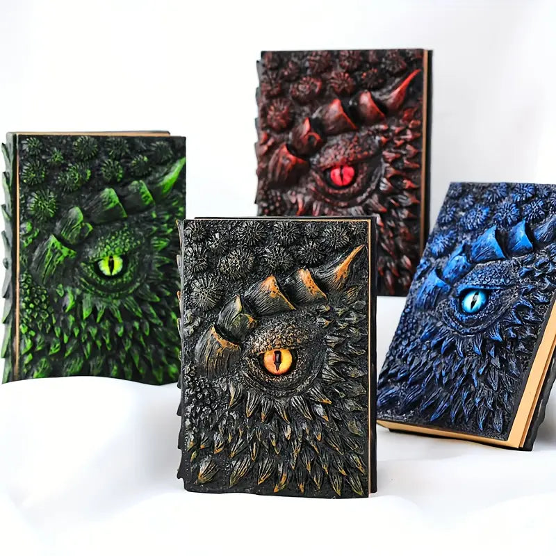 Cuaderno de ojo de dragón hecho a mano en 3D con paquete de repuesto Cuaderno de ojo de dragón retro Manualidades Diario de dragón en relieve 3D hecho a mano Artesanía de resina de alta calidad Regalo de decoración de escritorio