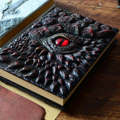 Cuaderno de ojo de dragón hecho a mano en 3D con paquete de repuesto Cuaderno de ojo de dragón retro Manualidades Diario de dragón en relieve 3D hecho a mano Artesanía de resina de alta calidad Regalo de decoración de escritorio