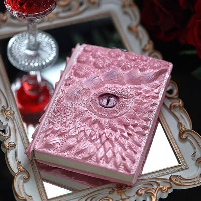 Pink 3D Handmade Dragon Eye Notebook with Replacement Pack Retro Dragon Eye Notebook Diary Crafts Handmade 3D Relief Dragon Diary High Quality Resin Crafts Desktop Decoration Gift