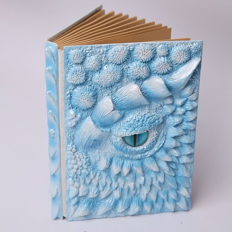 Macaron Blue 3D Handmade Dragon Eye Notebook with Replacement Pack Retro Dragon Eye Notebook Diary Crafts Handmade 3D Relief Dragon Diary High Quality Resin Crafts Desktop Decoration Gift