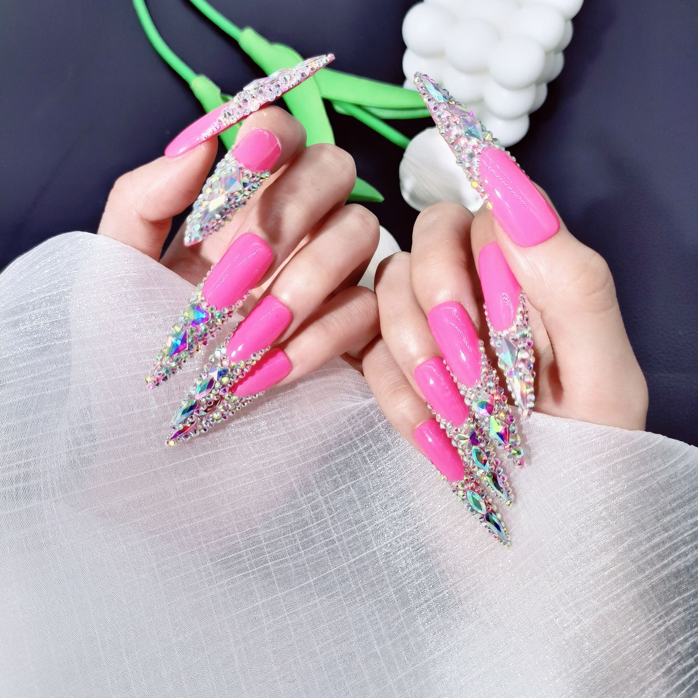 Link 5 (VR501-550) Handmade original cool press-on nails(5 Centimeter)