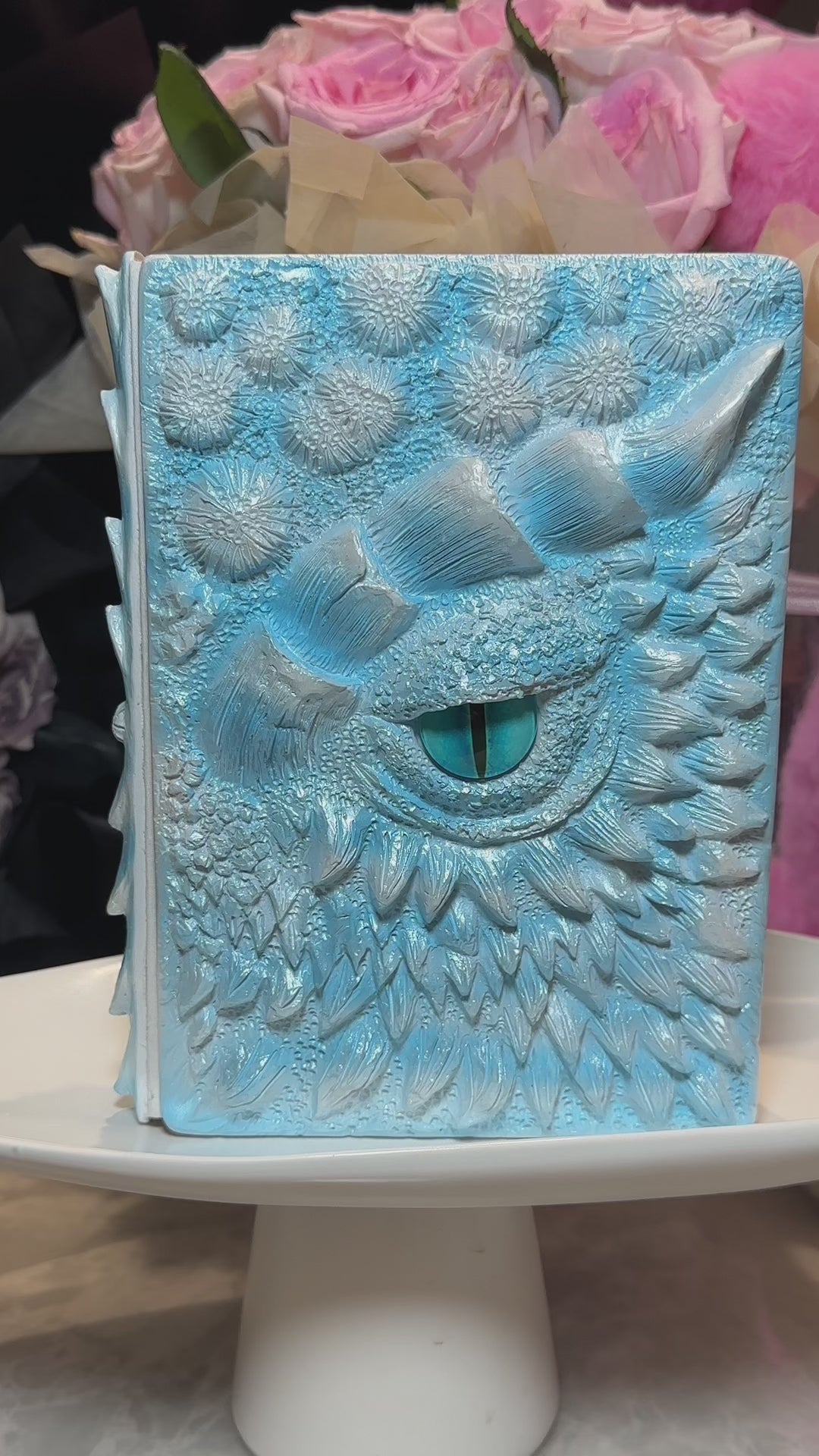 Macaron Blue 3D Handmade Dragon Eye Notebook with Replacement Pack Retro Dragon Eye Notebook Diary Crafts Handmade 3D Relief Dragon Diary High Quality Resin Crafts Desktop Decoration Gift