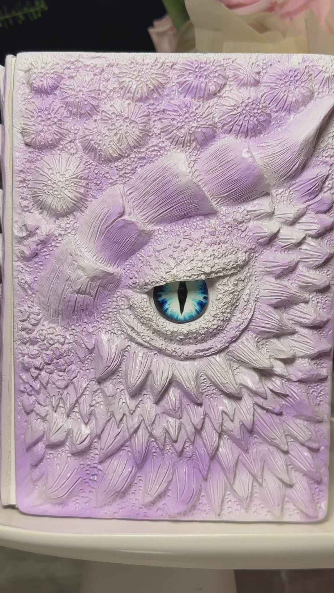 Macaron Purple 3D Handmade Dragon Eye Notebook with Replacement Pack Retro Dragon Eye Notebook Diary Crafts Handmade 3D Relief Dragon Diary High Quality Resin Crafts Desktop Decoration Gift