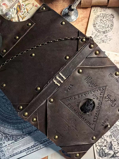 Shadow Black Magic Book Handcrafted MagicSpells Theme Vintage Handmade Leather Creative Sentiments Diary Notebook Planner