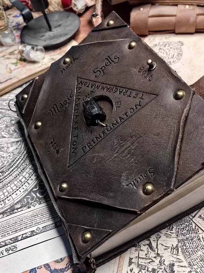 Shadow Black Magic Book Handcrafted MagicSpells Theme Vintage Handmade Leather Creative Sentiments Diary Notebook Planner