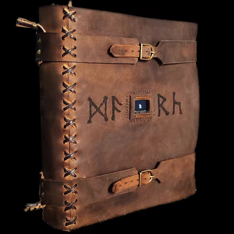 Rune Magic Handcrafted MagicSpells Punk Theme Creative Handmade Cowhide Extra Large Thick Journal Notebook.