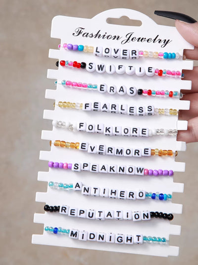 The Taylor Era World Tour Bracelet Bohemian Alphabet Swiftie Bracelet Set of 10