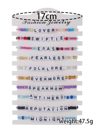 The Taylor Era World Tour Bracelet Bohemian Alphabet Swiftie Bracelet Set of 10