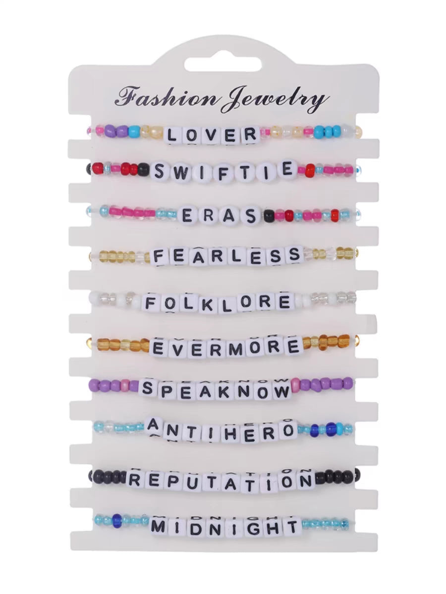 The Taylor Era World Tour Bracelet Bohemian Alphabet Swiftie Bracelet Set of 10