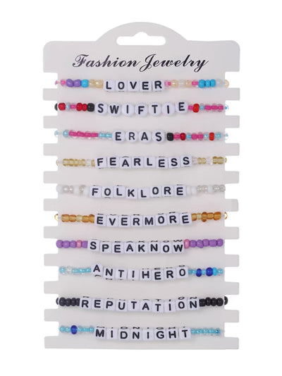 The Taylor Era World Tour Bracelet Bohemian Alphabet Swiftie Bracelet Set of 10